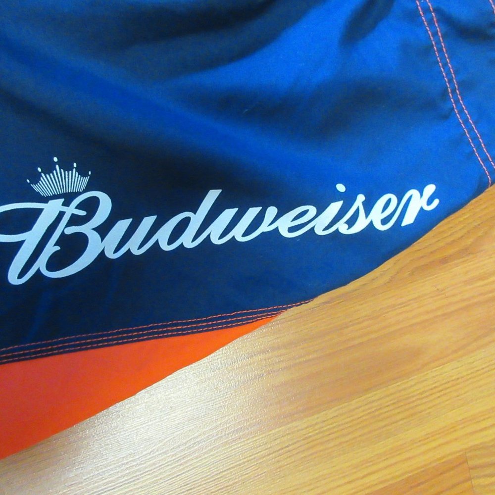 BUDWEISER UNLINED POLYESTER SWIM SHORTS Sz 30 - Picture 2 of 4
